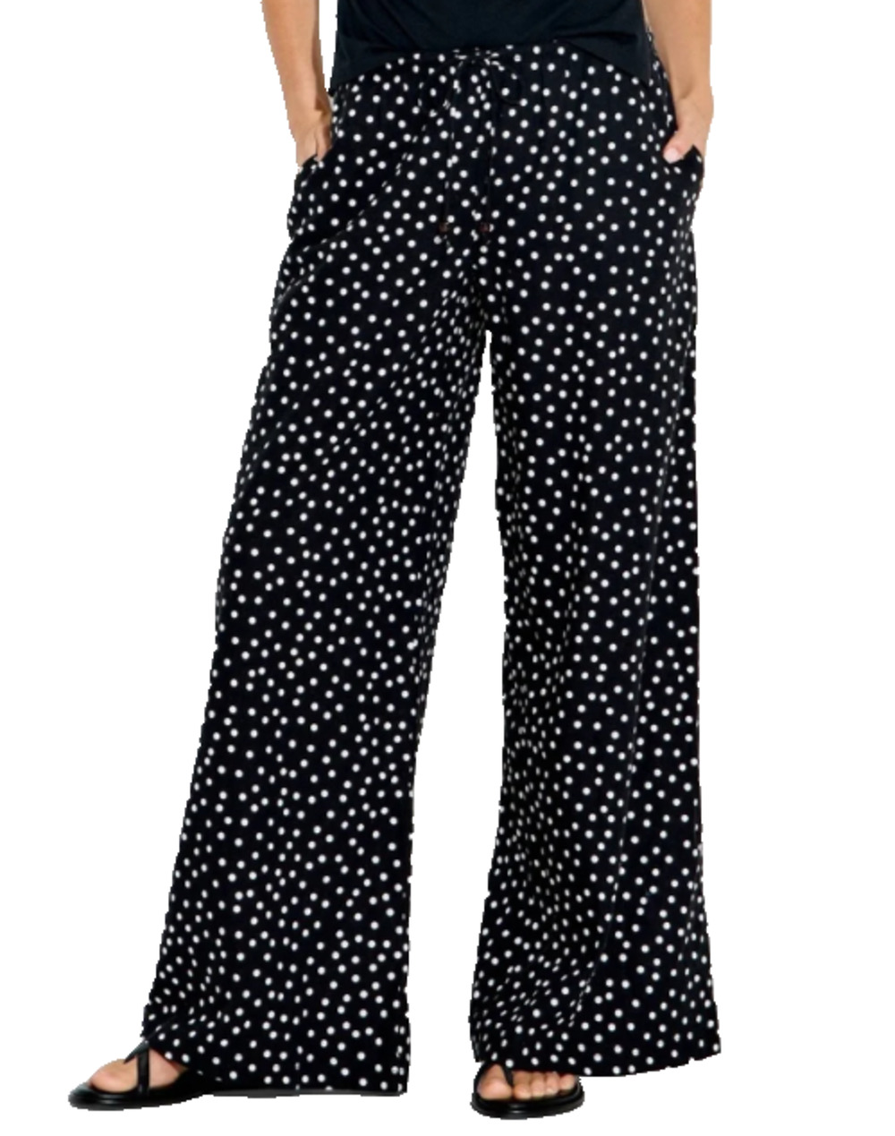 NWT Womens XXL Wild Fable Target Rayon Linen Wide Leg Pants Black White PolkaDot